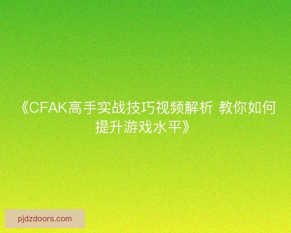 《CFAK高手实战技巧视频解析 教你如何提升游戏水平》
