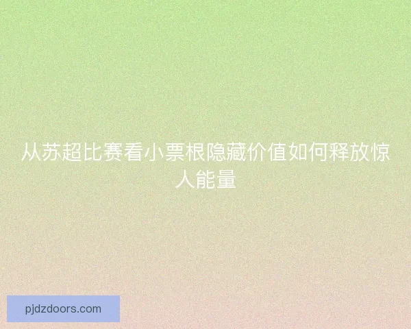 从苏超比赛看小票根隐藏价值如何释放惊人能量